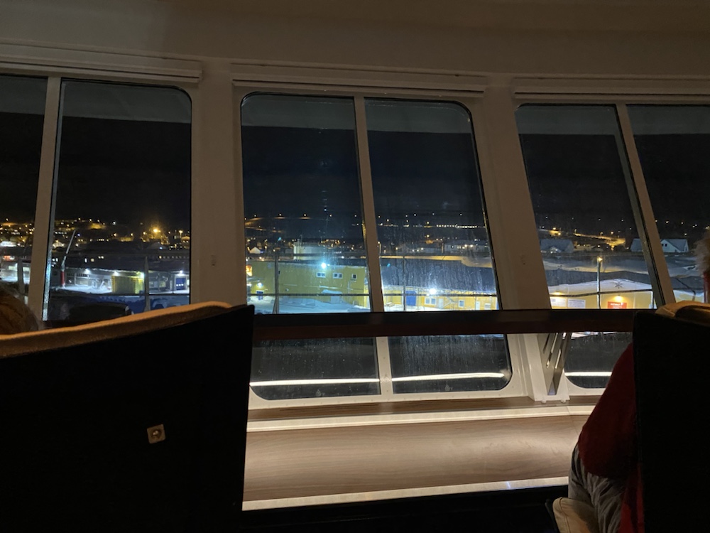 MS Nordnorge, Blick aus dem Panoramafenster auf Deck 4
